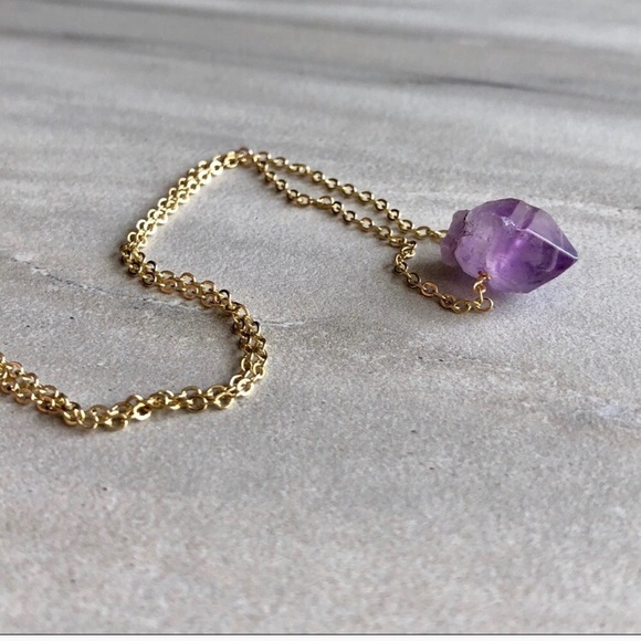 Raw Amethyst 18” around crystal point Pendant & Necklace - Picture 3 of 3